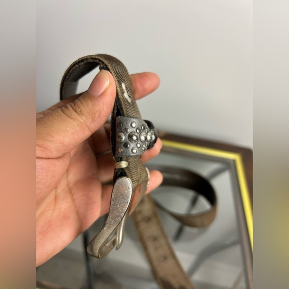 Y2k B.Belt Trim 90cm M Leather Beaded Hand made in Germany Buckle Silver BB0596 - Picture 4 of 13